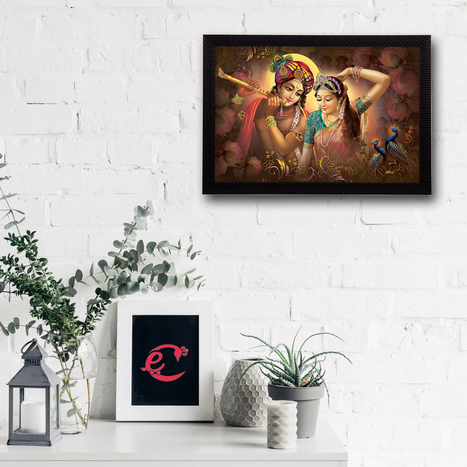     			eCraftIndia Multicoloured Radha Krishna UV Wall Art