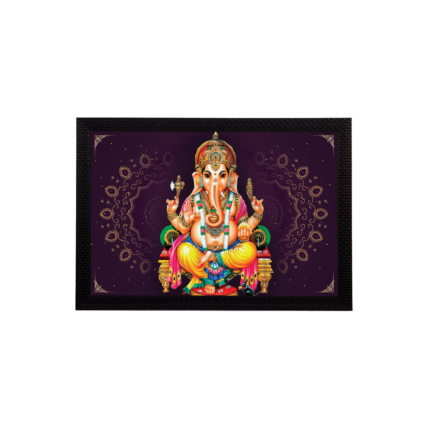     			eCraftIndia Multi-Coloured Satin Matt Texture Lord Ganesha UV Wall Art
