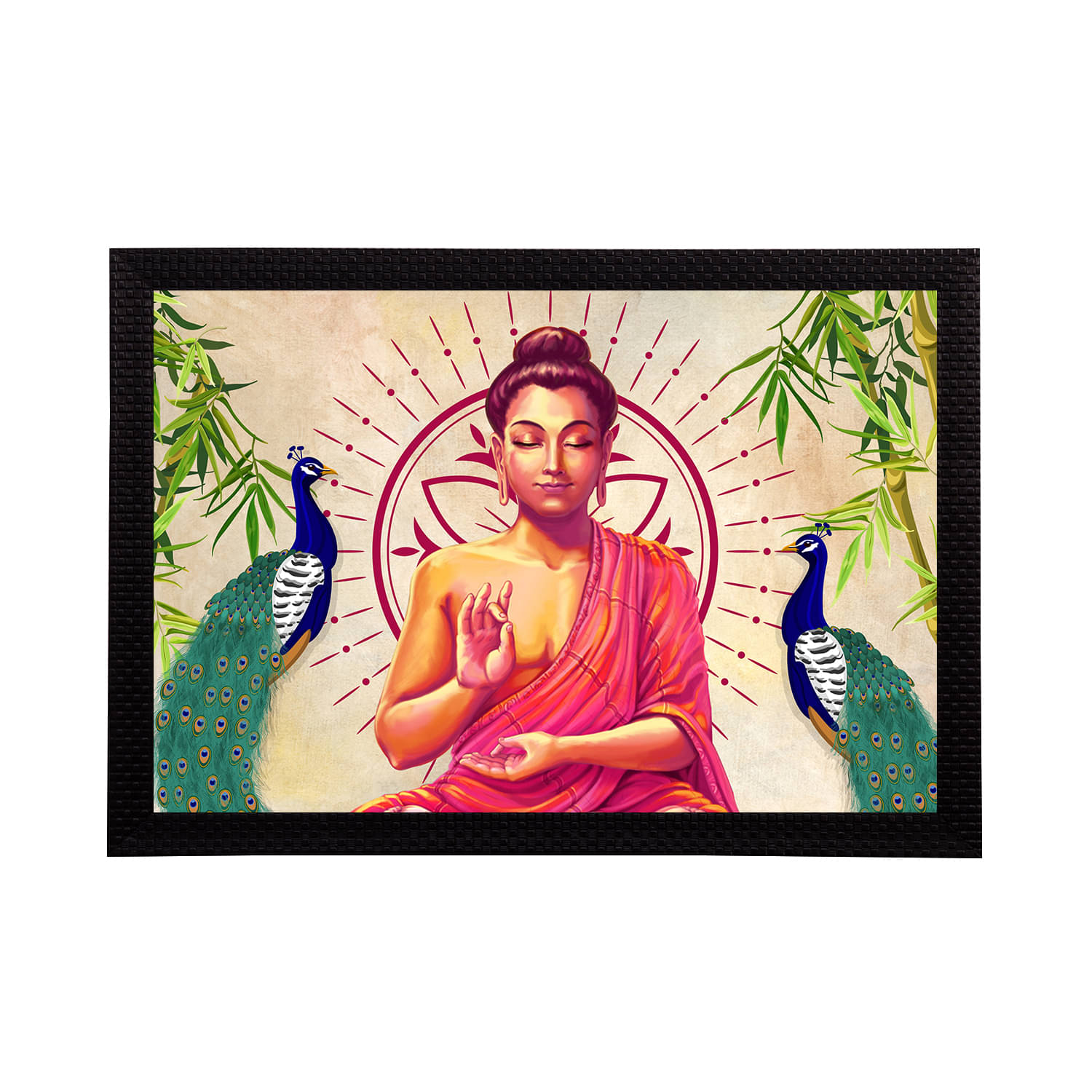 eCraftIndia Pink & Beige Meditating Lord Buddha Satin Matt Texture UV Wall Art eCraftIndia Pink & Beige Meditating Lord Buddha Satin Matt Texture UV Wall Art