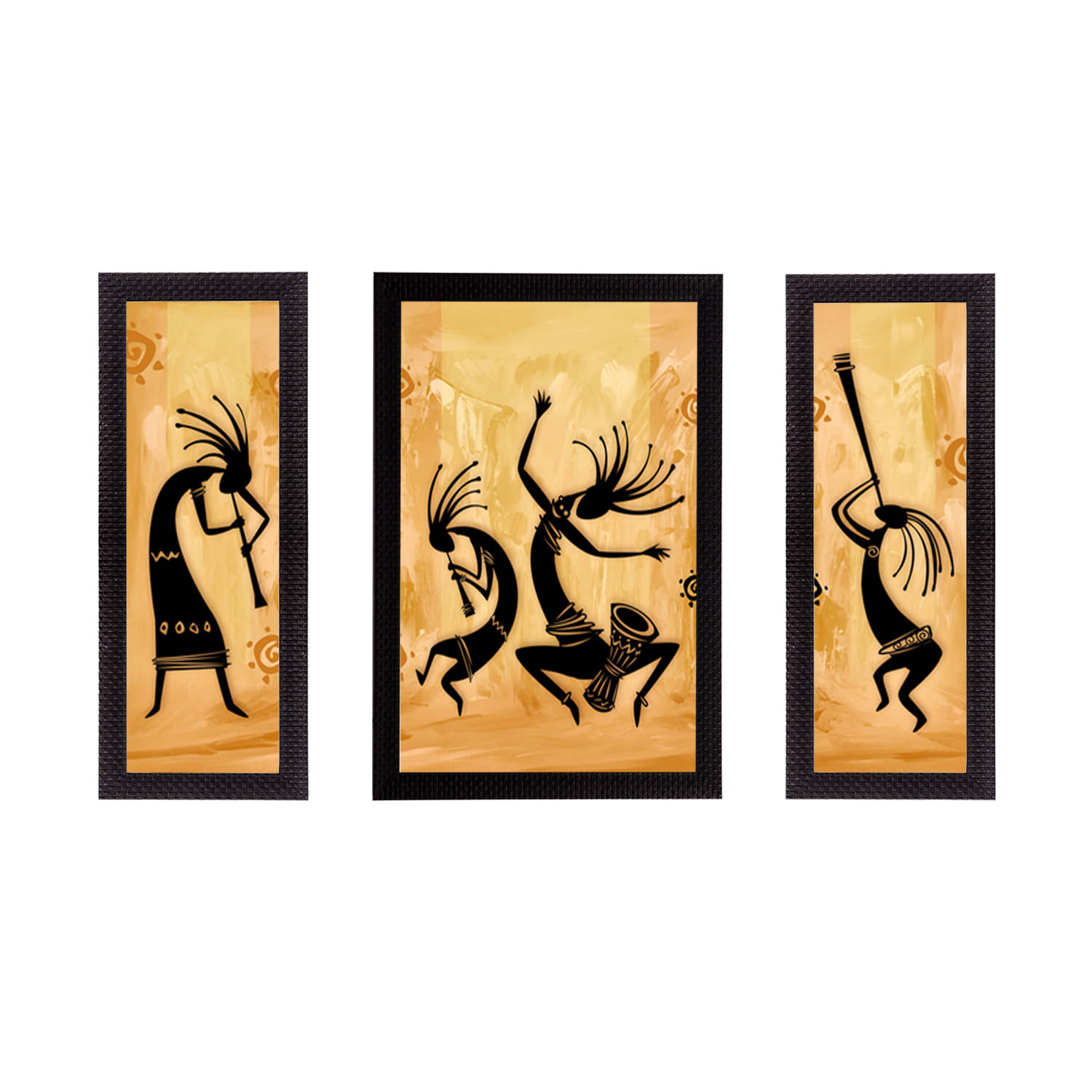     			eCraftIndia Set of 3 Multicoloured Dancing Creatures UV Wall Art