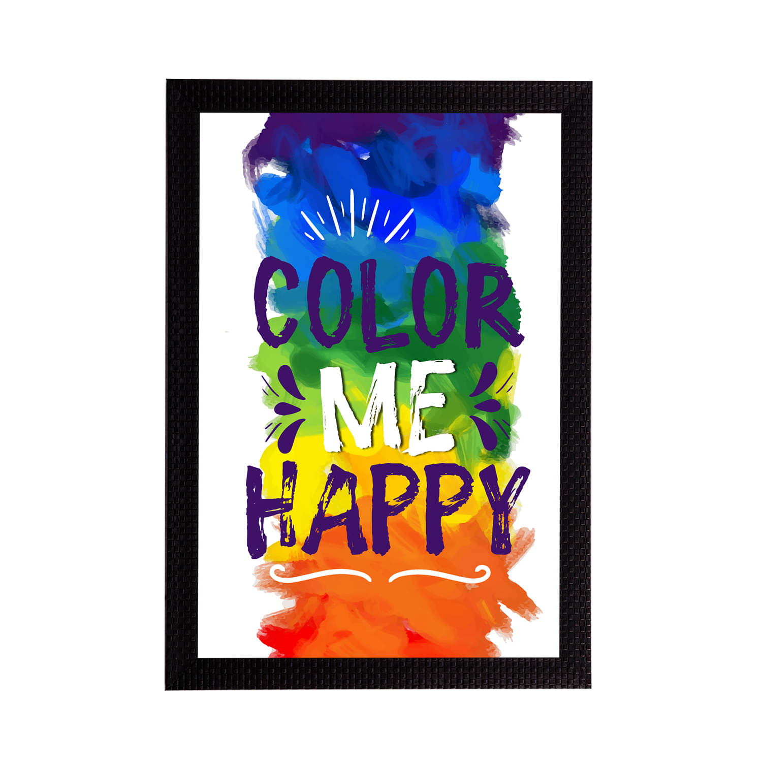     			eCraftIndia Blue & White "Color Me Happy" Quirky Quotes Satin Matt Texture UV Art Painting