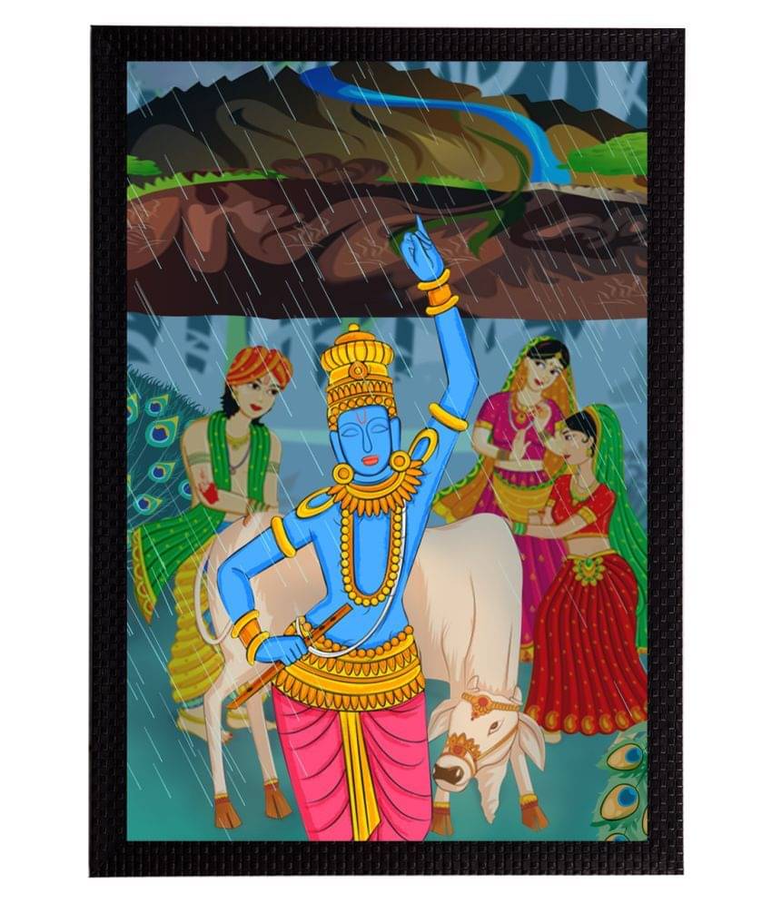 eCraftIndia Multicoloured Lord Krishna Satin Matt Textured UV Wall Painting eCraftIndia Multicoloured Lord Krishna Satin Matt Textured UV Wall Painting