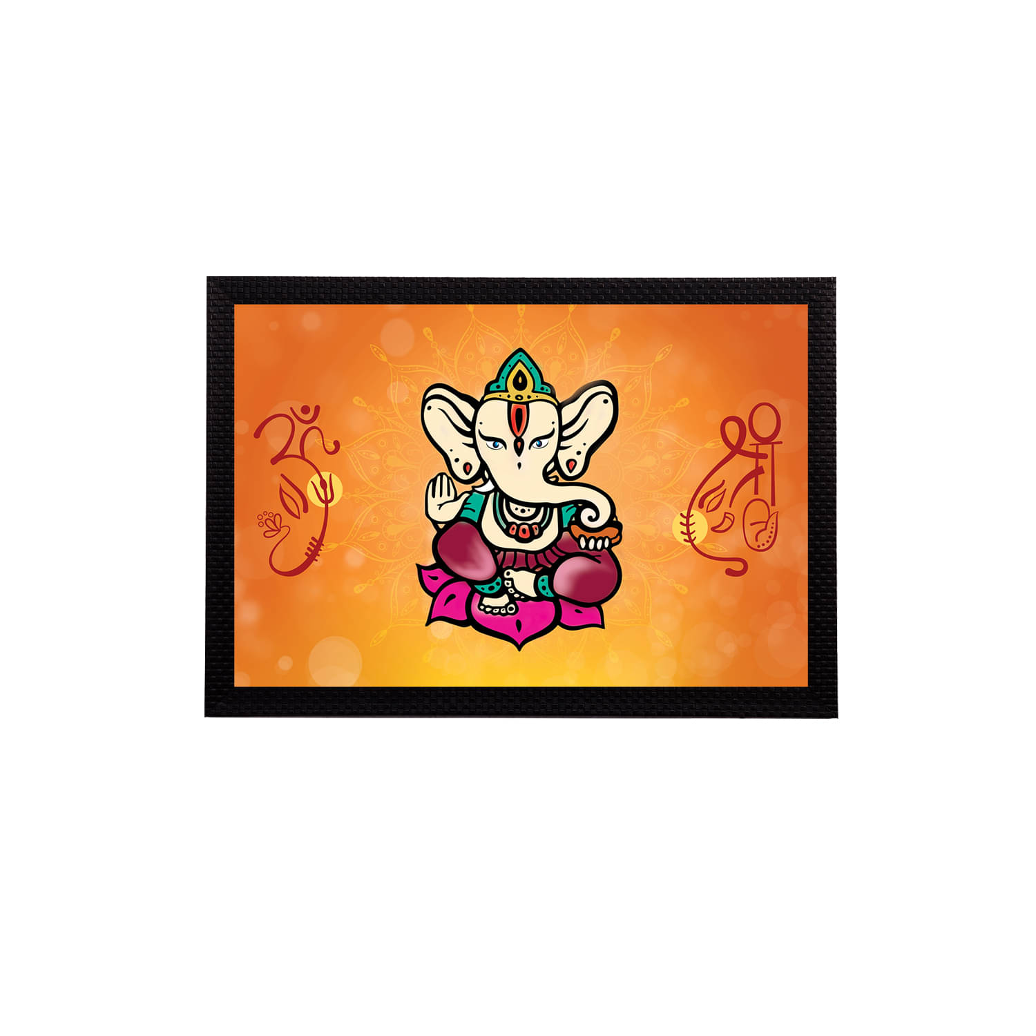     			eCraftIndia Orange & Pink Lord Ganesha Satin Matt Textured UV Wall Art