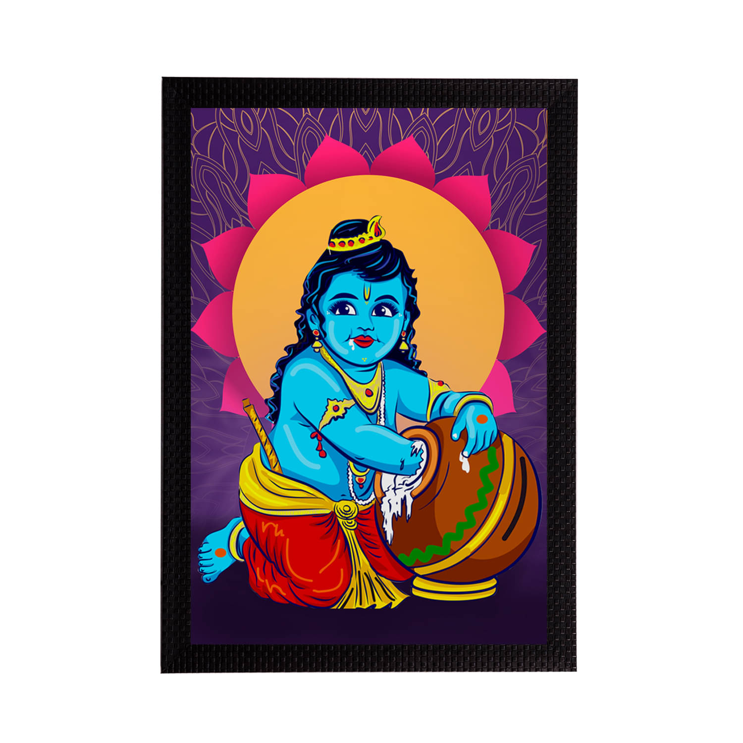 eCraftIndia Blue & Yellow Lord Krishna Satin Matt Texture UV Art Painting eCraftIndia Blue & Yellow Lord Krishna Satin Matt Texture UV Art Painting