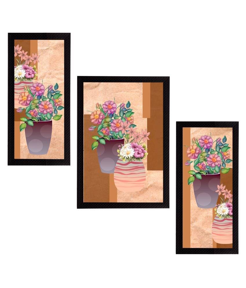 eCraftIndia Brown & Purple Floral-Print Satin Matt Texture Framed UV Wall Art eCraftIndia Brown & Purple Floral-Print Satin Matt Texture Framed UV Wall Art