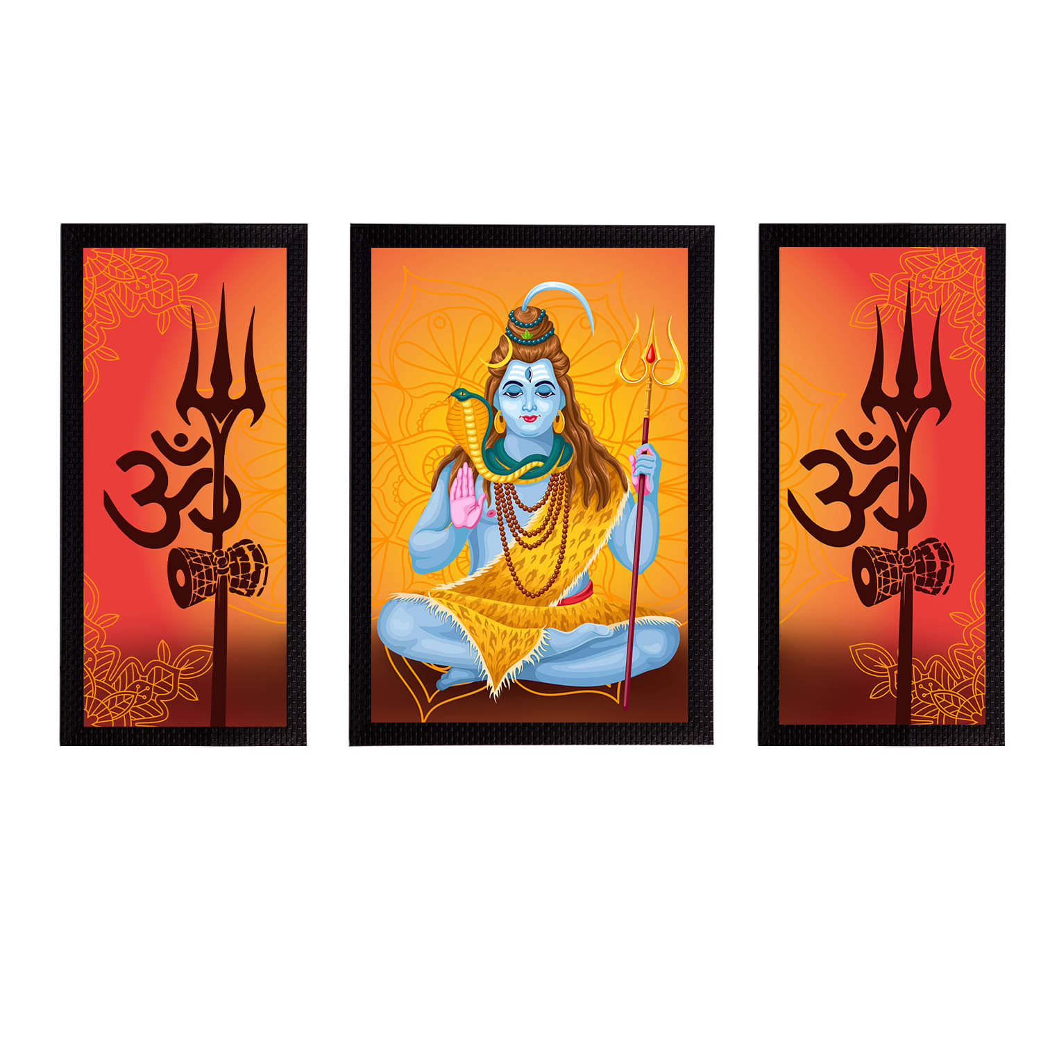 eCraftIndia Set of 3 Orange & Blue Lord Shiva Satin Matt Textured UV Art Painting eCraftIndia Set of 3 Orange & Blue Lord Shiva Satin Matt Textured UV Art Painting