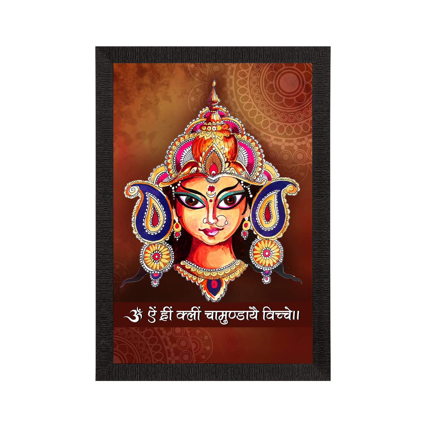     			eCraftIndia Multicoloured Goddess Durga Satin Matte Texture UV Wall Painting
