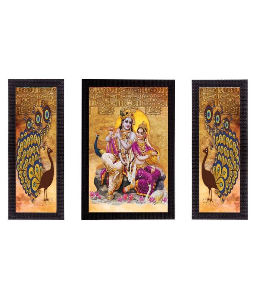 eCraftIndia Set of 3 Multicoloured Radha Krishna UV Wall Art eCraftIndia Set of 3 Multicoloured Radha Krishna UV Wall Art