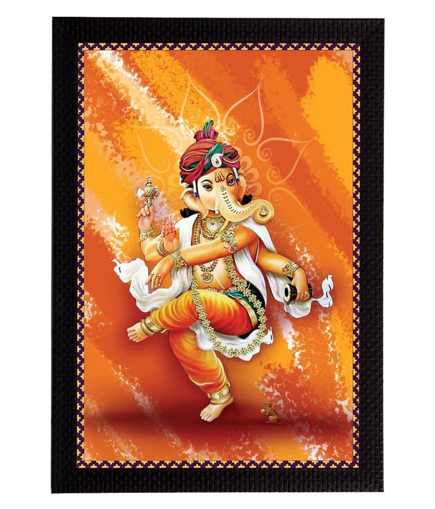 eCraftIndia Orange & Yellow Satin Matt Texture Lord Ganesha UV Wall Art eCraftIndia Orange & Yellow Satin Matt Texture Lord Ganesha UV Wall Art