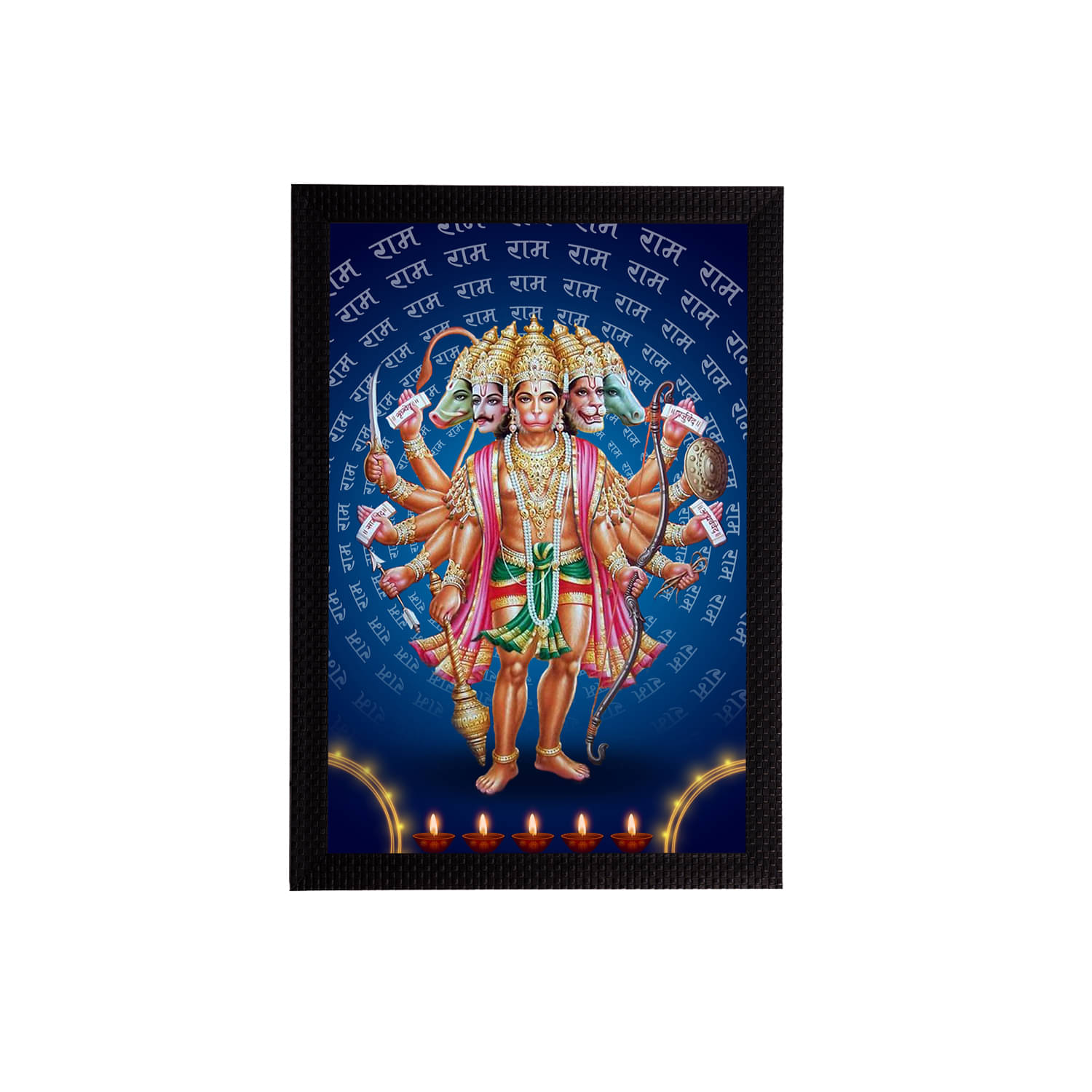 eCraftIndia Blue & Beige Panch Mukhi Lord Hanuman Satin Matt Texture UV Art Painting eCraftIndia Blue & Beige Panch Mukhi Lord Hanuman Satin Matt Texture UV Art Painting