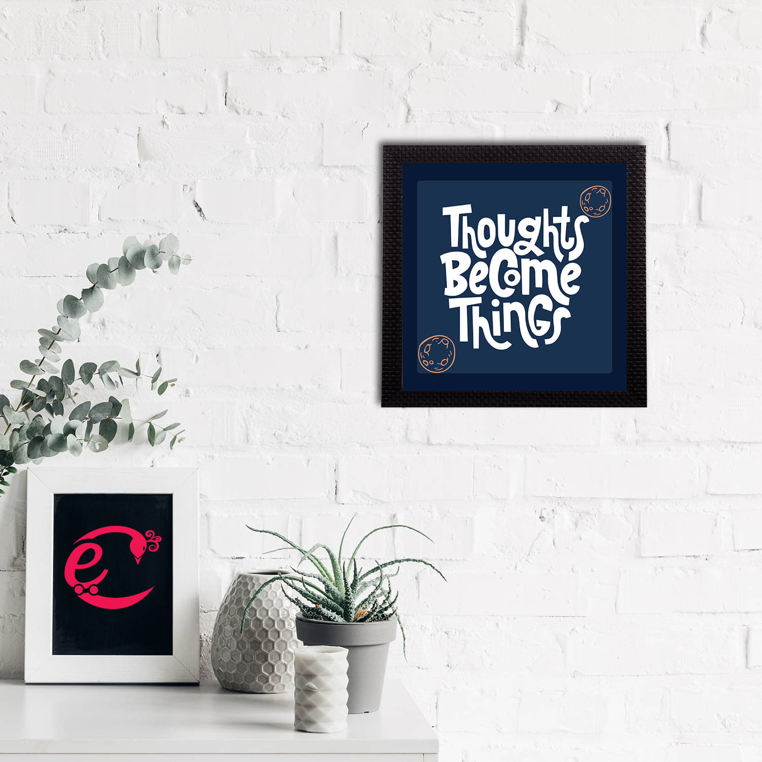 eCraftIndia Blue & White Motivational Quote Satin Matt Textured UV Art Painting     			eCraftIndia Blue & White Motivational Quote Satin Matt Textured UV Art Painting