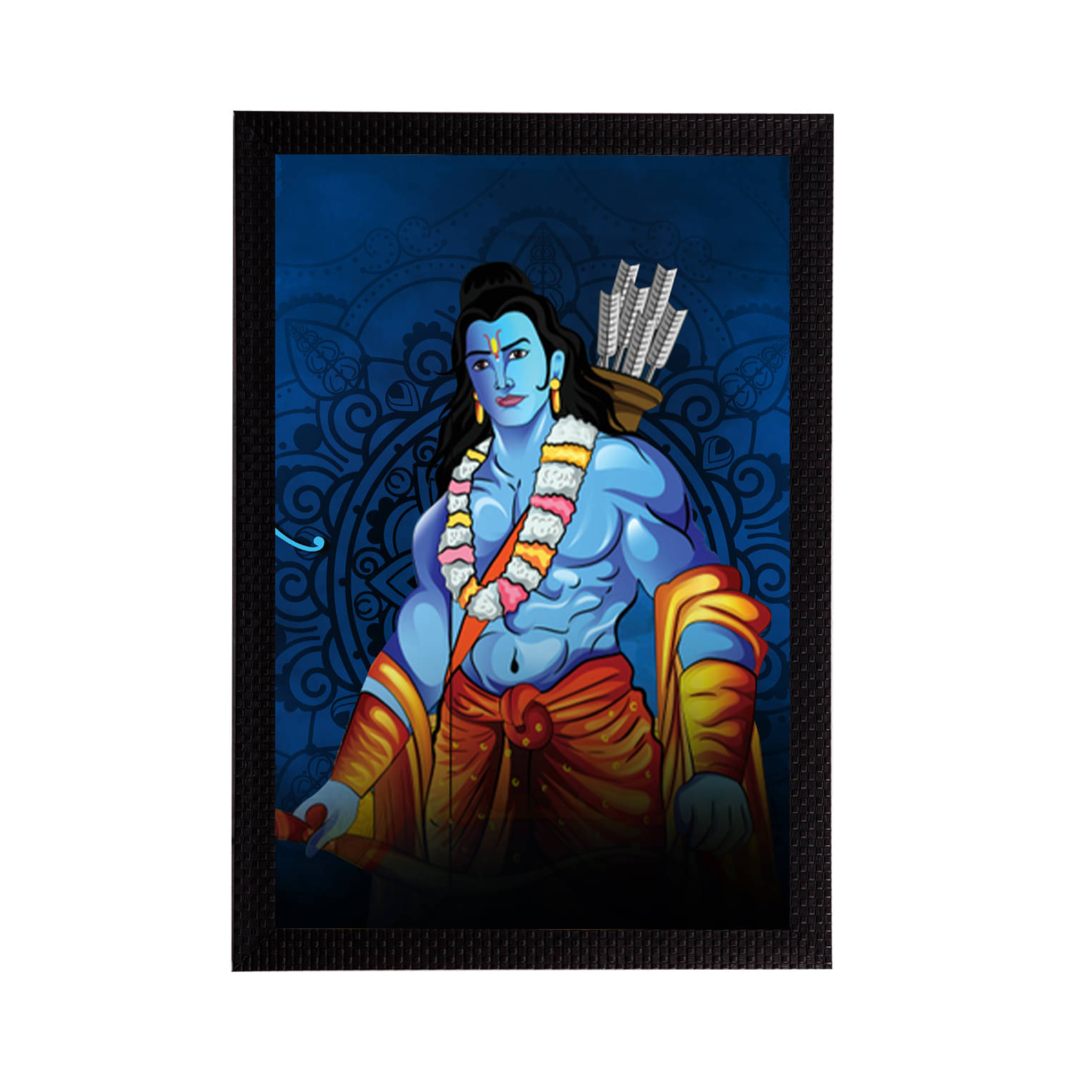     			eCraftIndia Blue & Orange Lord Ram Satin Matt Textured UV Wall Art