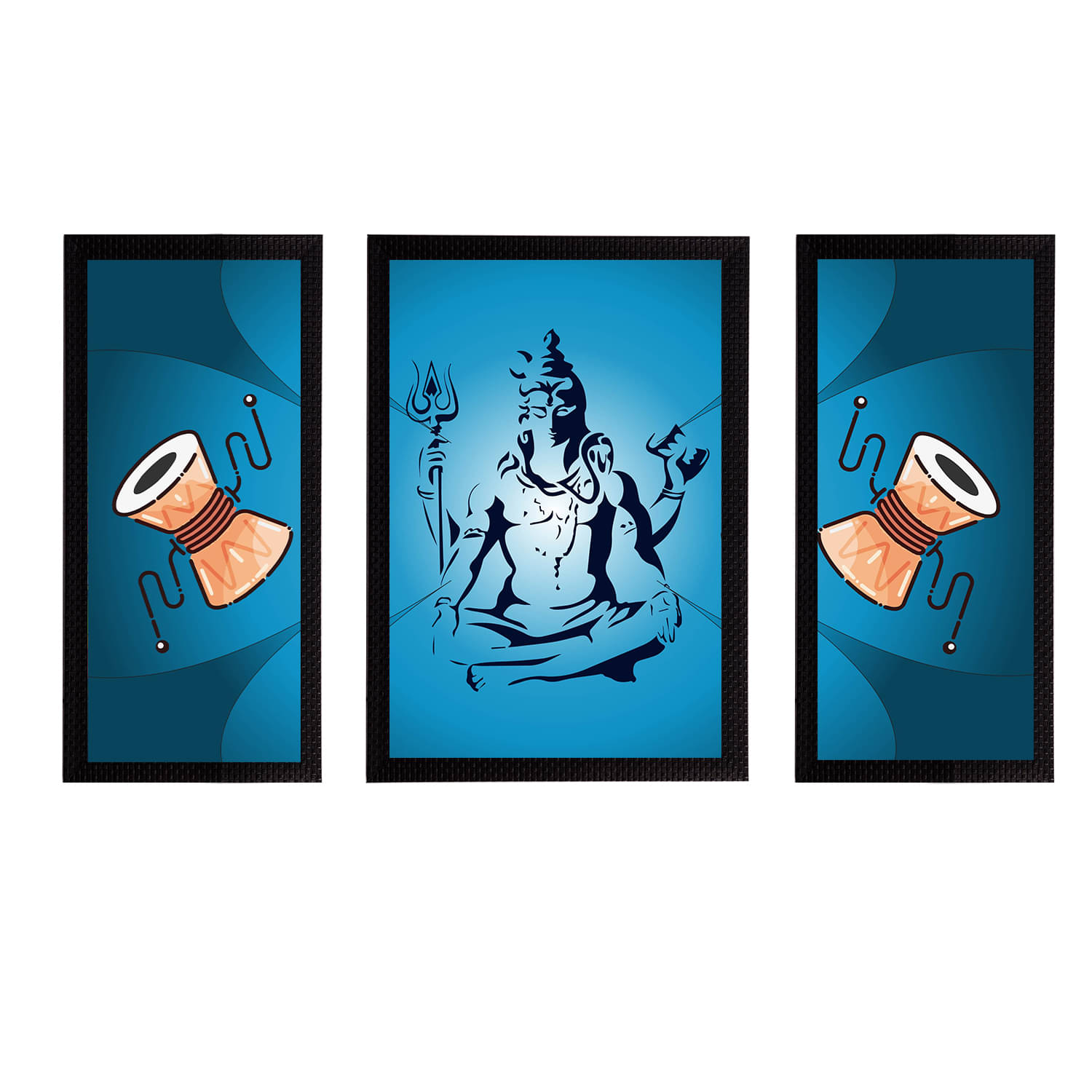 eCraftIndia Set of 3 Blue & Black Lord Shiva Satin Matt Textured UV Art Painting eCraftIndia Set of 3 Blue & Black Lord Shiva Satin Matt Textured UV Art Painting