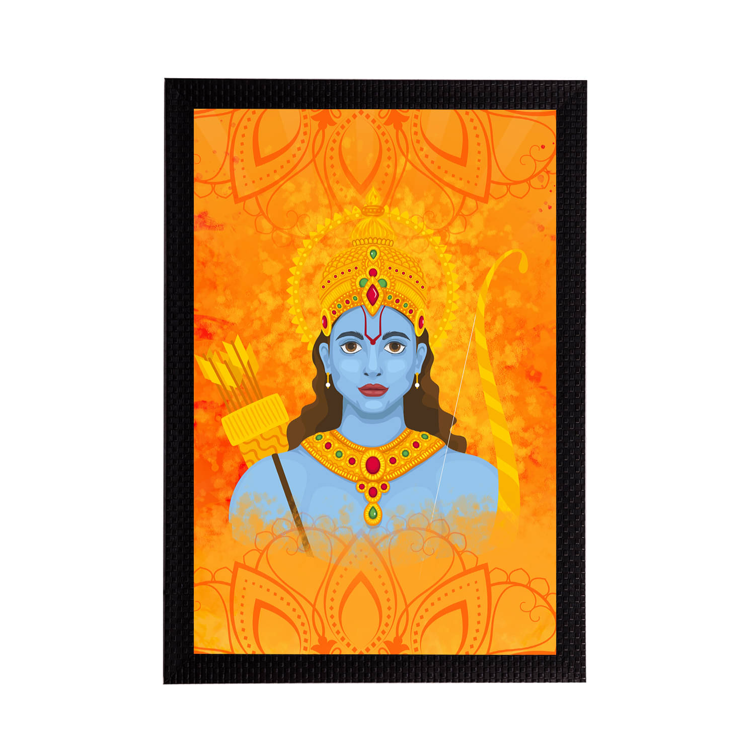     			eCraftIndia Orange & Blue Lord Ram Satin Matt Texture UV Art Painting