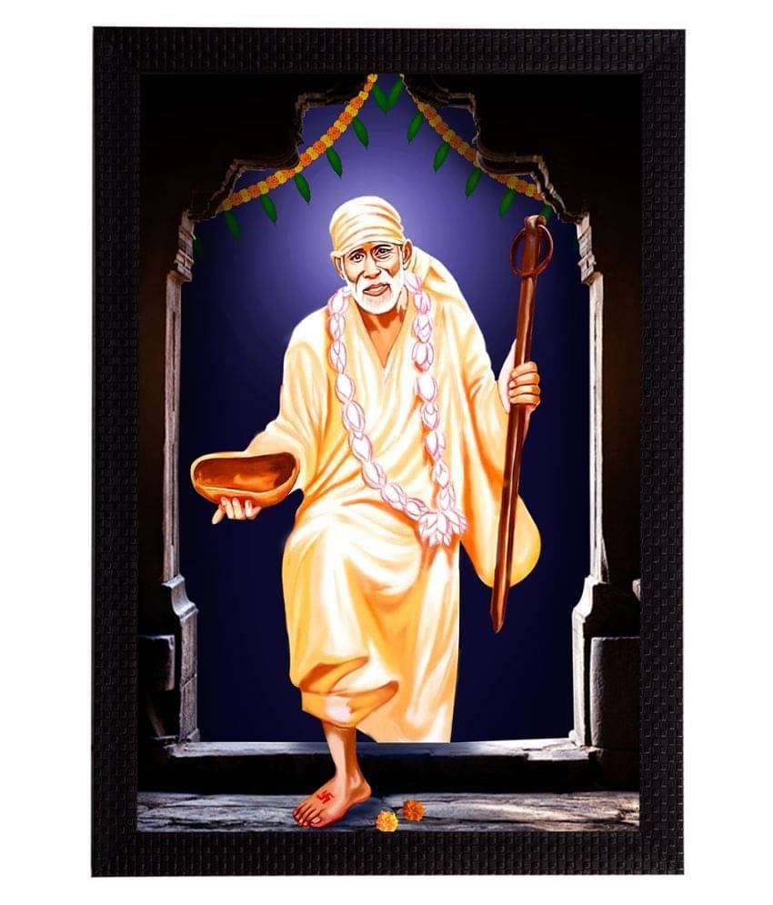 eCraftIndia Black & Blue Sai Baba Satin Matt Texture UV Art Painting eCraftIndia Black & Blue Sai Baba Satin Matt Texture UV Art Painting