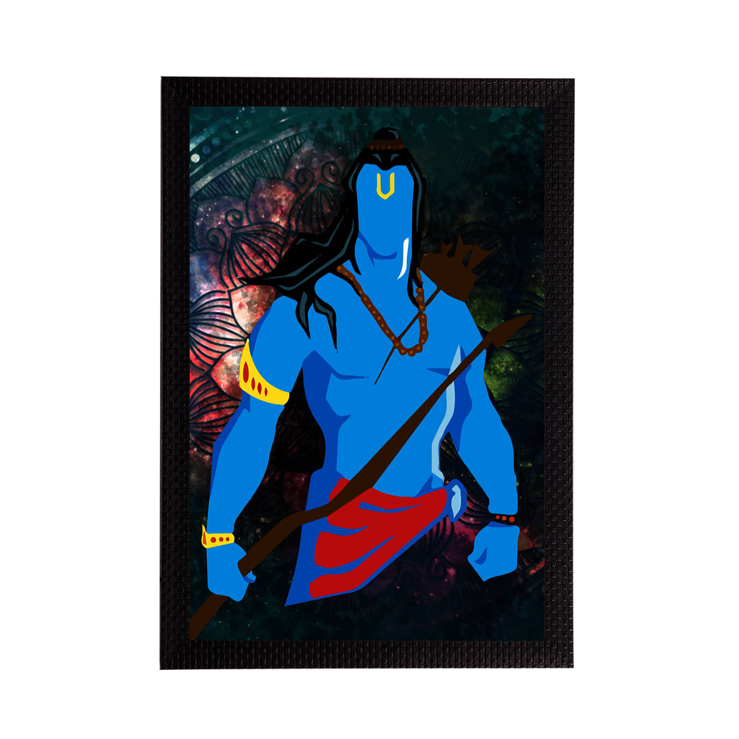     			eCraftIndia Blue & Green Lord Ram Satin Matt Textured UV Wall Art