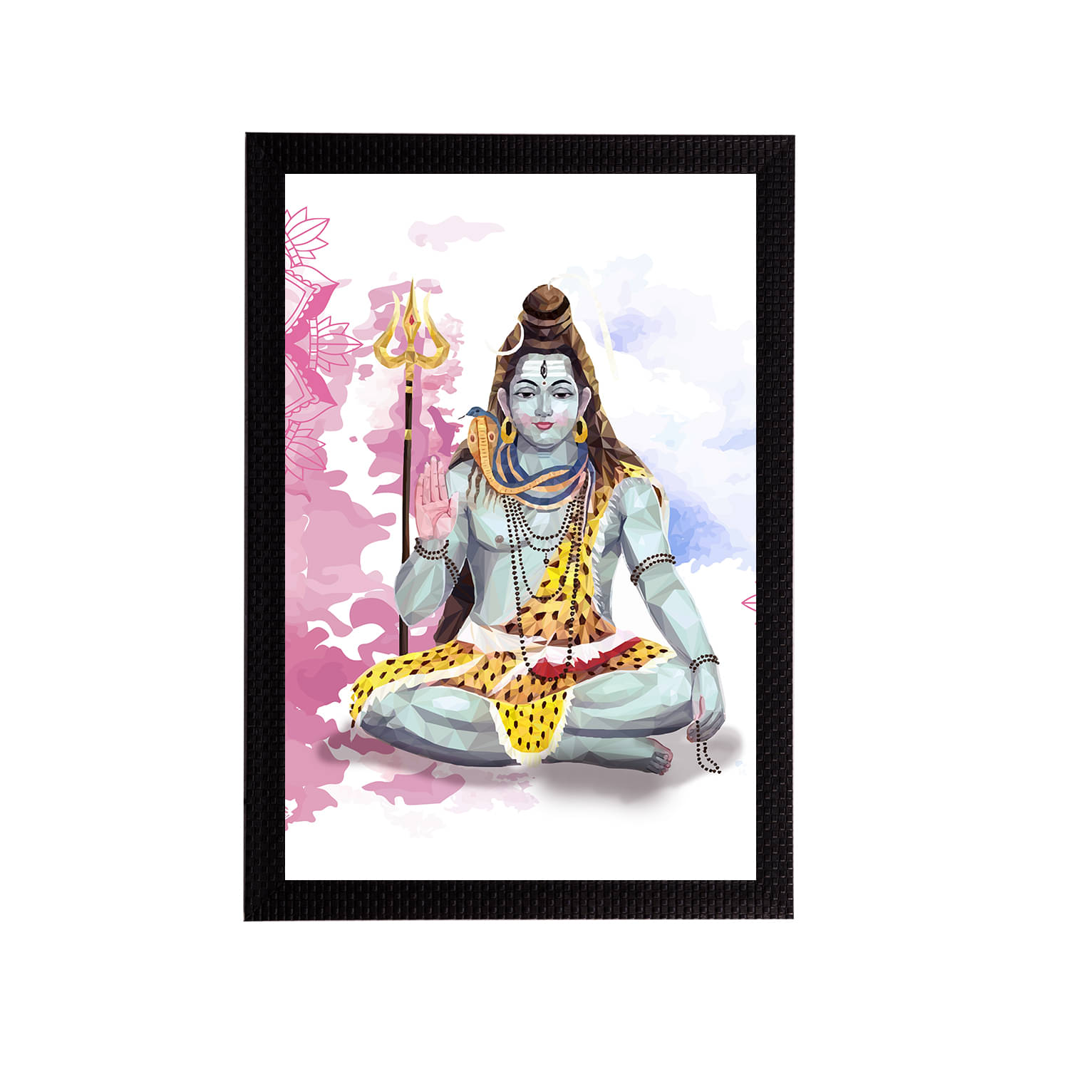     			eCraftIndia Blue & White Lord Shiva Satin Matt Texture UV Art Painting