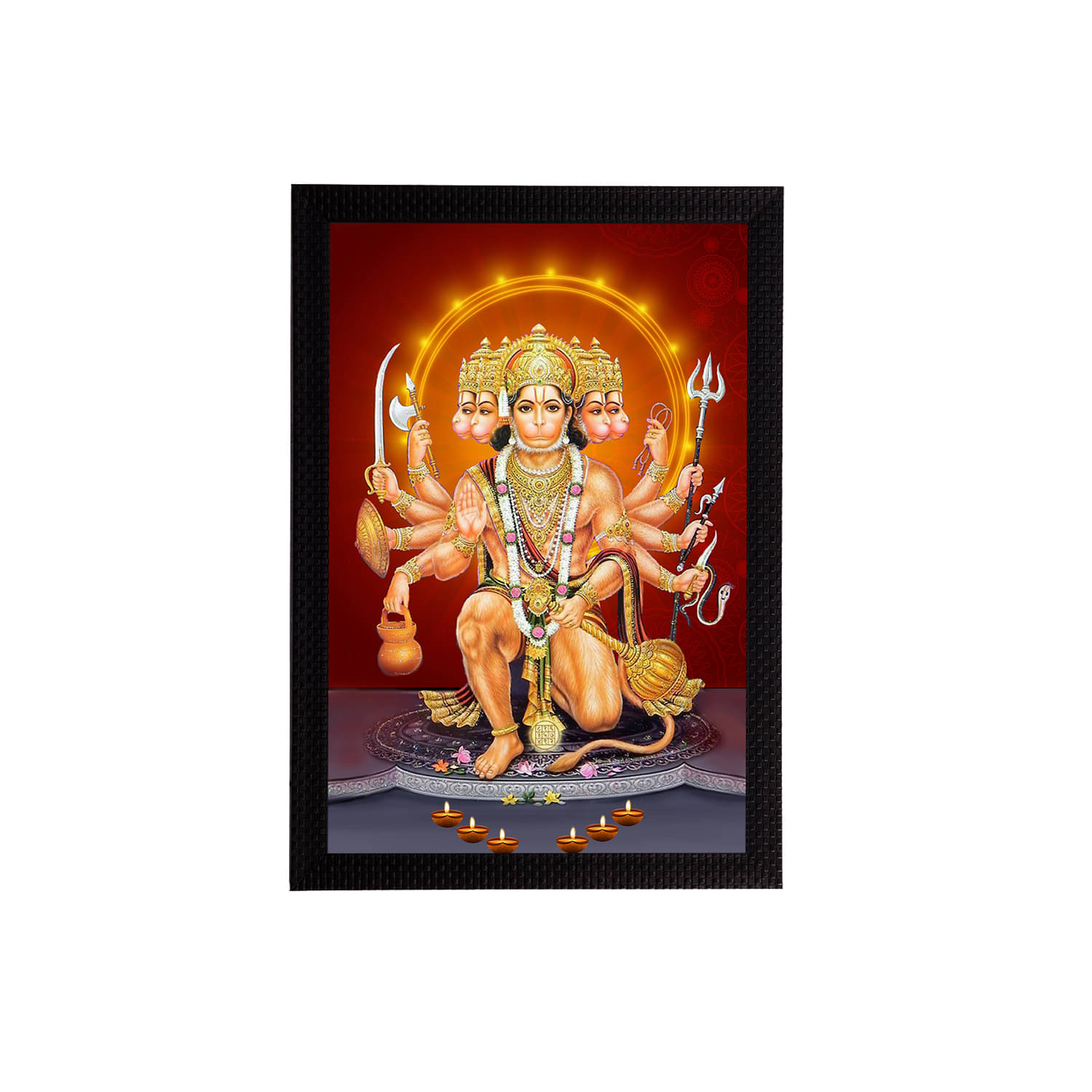 eCraftIndia Brown & Beige Panch Mukhi Lord Hanuman Satin Matt Texture UV Art Painting eCraftIndia Brown & Beige Panch Mukhi Lord Hanuman Satin Matt Texture UV Art Painting