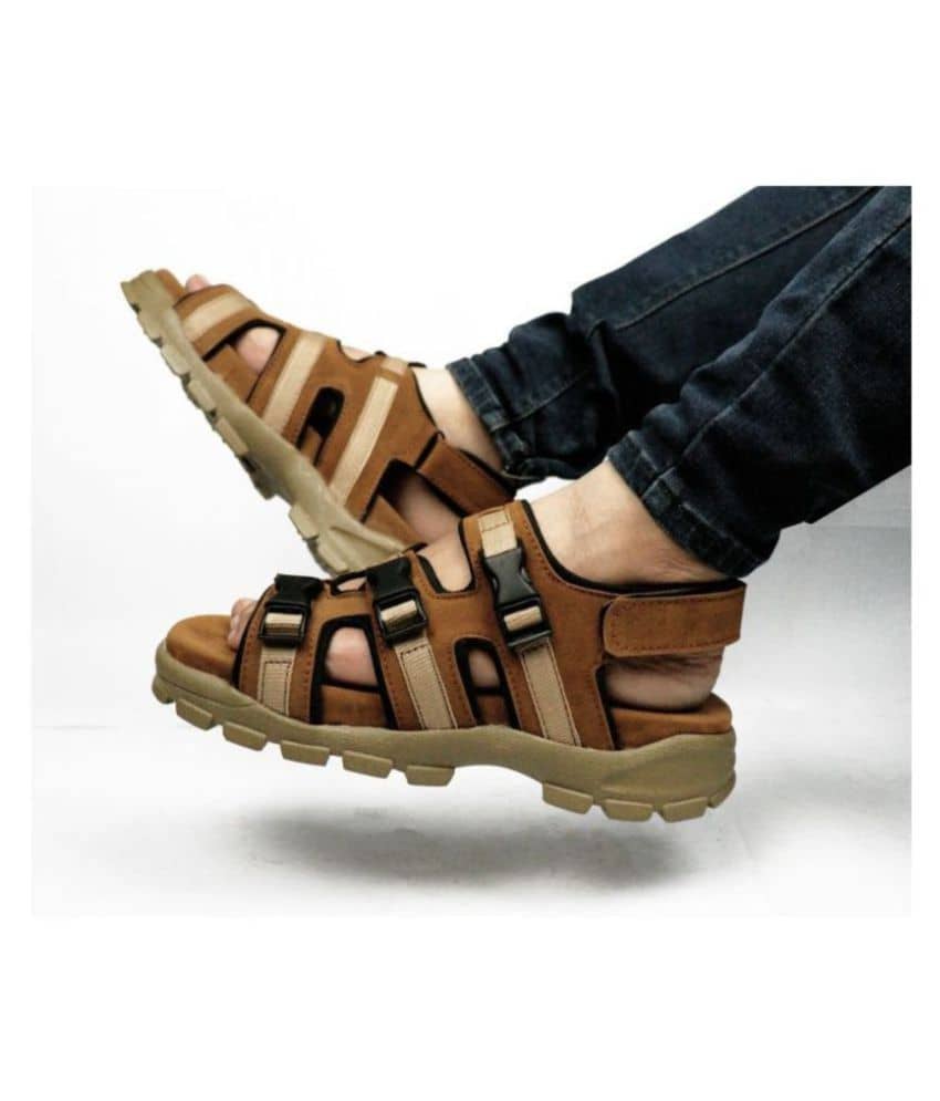 Fashion Victim Tan Synthetic Leather Sandals