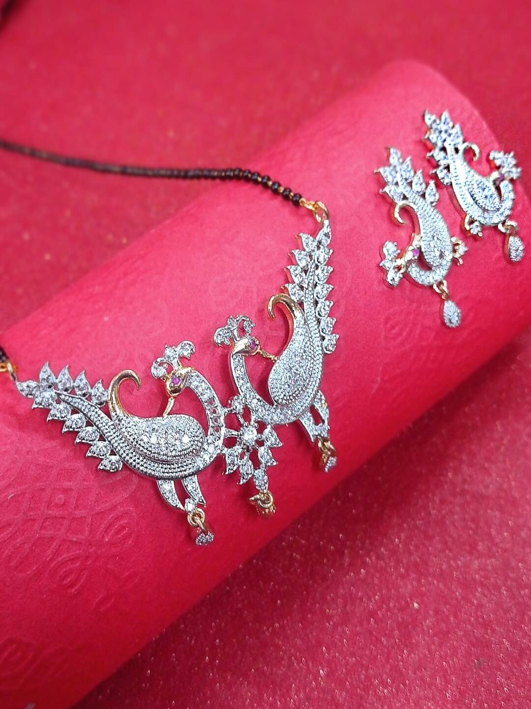    			PUJVI FASHIONS Women Pride AD Double Mangalsutra Set For Womens