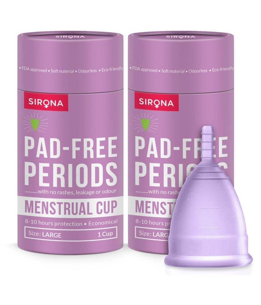 Sirona Reusable Menstrual Cup for Women - Large Size with Pouch (Pack of 2), Ultra Soft, Odour and Rash Free, No Leakage Sirona Reusable Menstrual Cup for Women - Large Size with Pouch (Pack of 2), Ultra Soft, Odour and Rash Free, No Leakage
