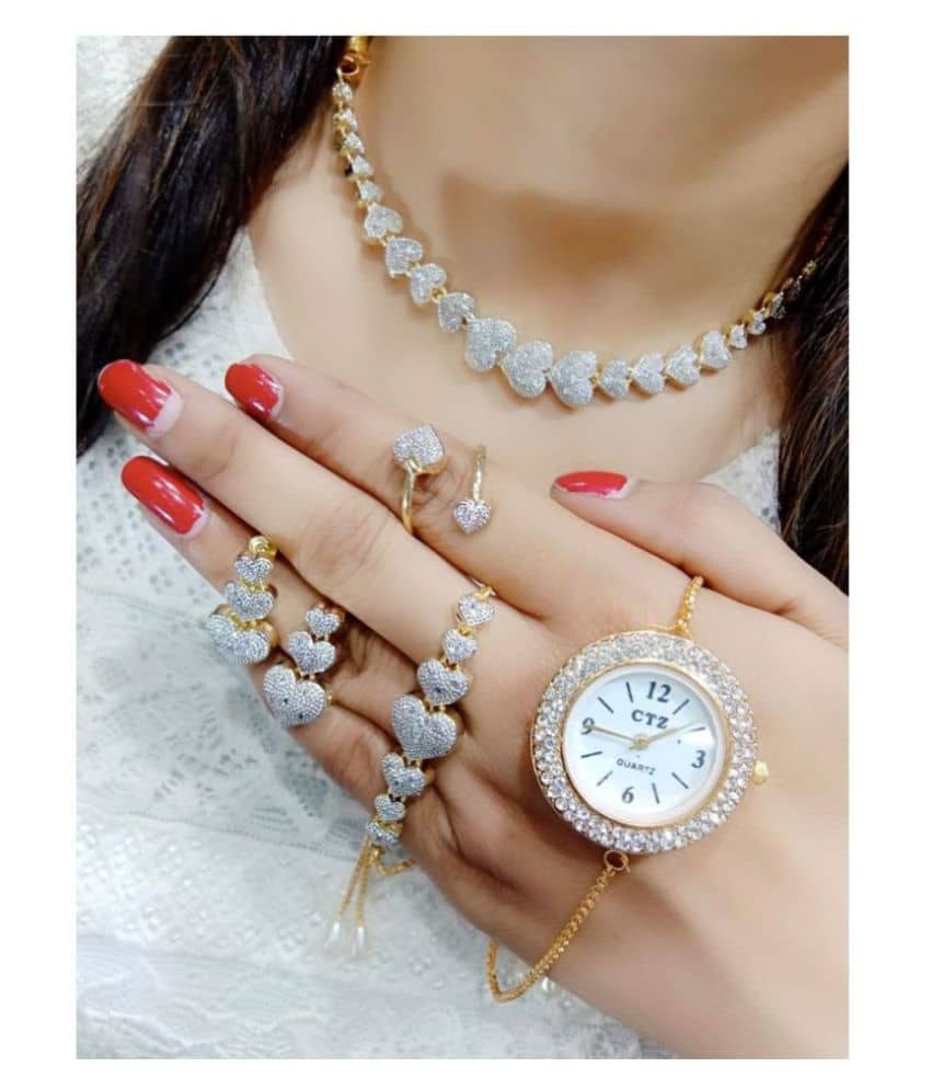 Navya Collections Alloy Golden Contemporary/Fashion Necklace set Combo Choker