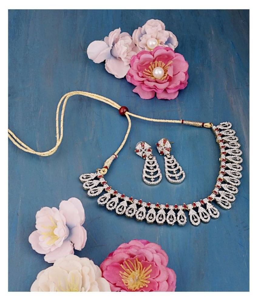     			Navya Collections Alloy Maroon Contemporary/Fashion Necklaces Set Choker