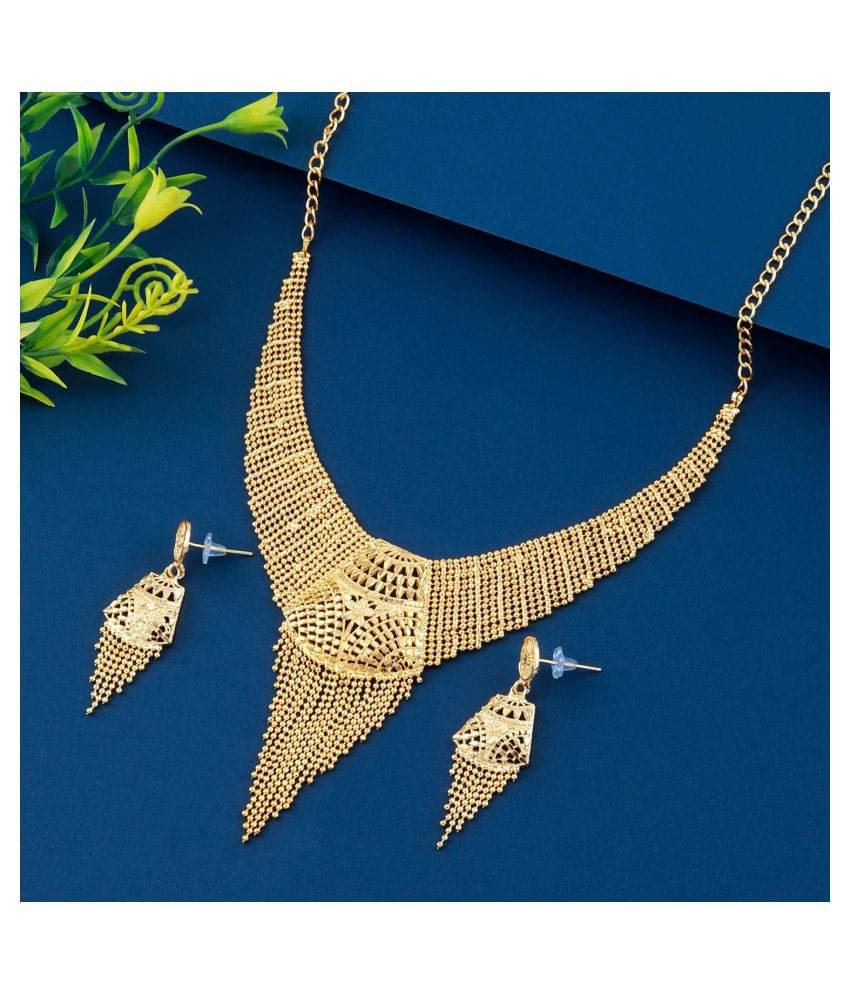     			Paola Alloy Golden Traditional Necklaces Set Choker