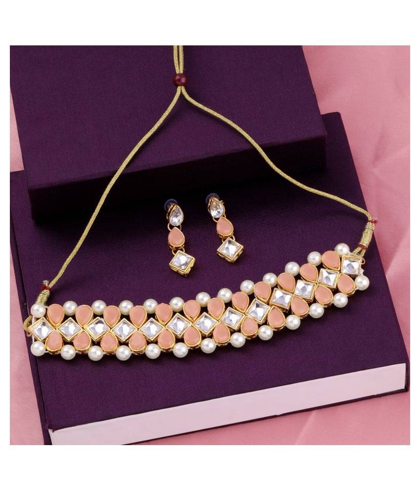 Silver Shine Alloy Peach Contemporary/Fashion Necklaces Set Contemporary Silver Shine Alloy Peach Contemporary/Fashion Necklaces Set Contemporary