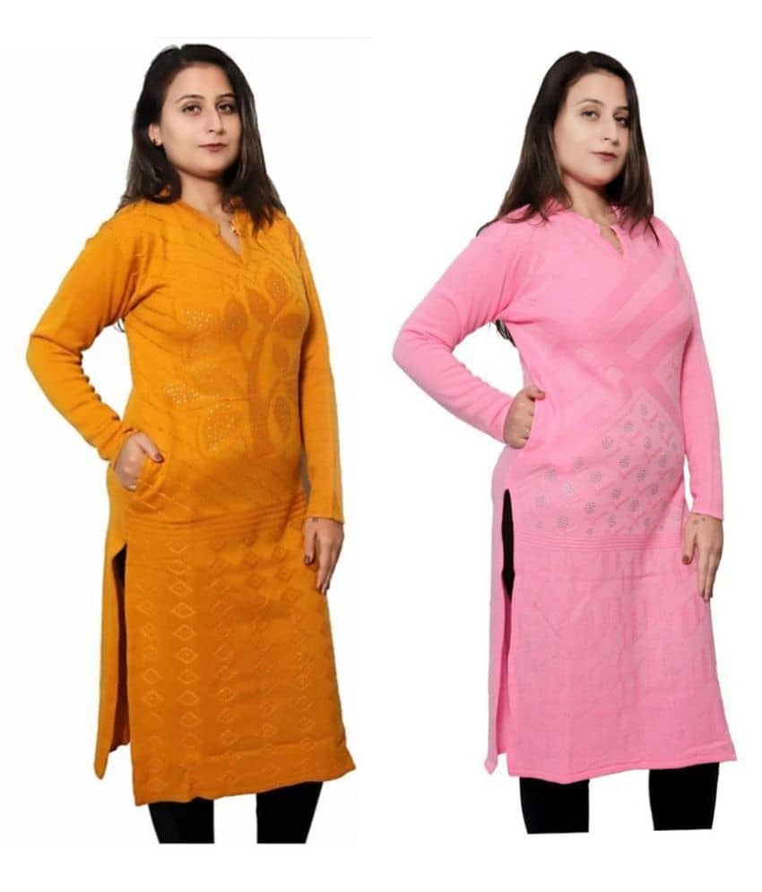 Japroz Multicolor Woollen Straight Kurti - Pack of 2 - Kurtis, Tunics | Buy online on ZillyBuy