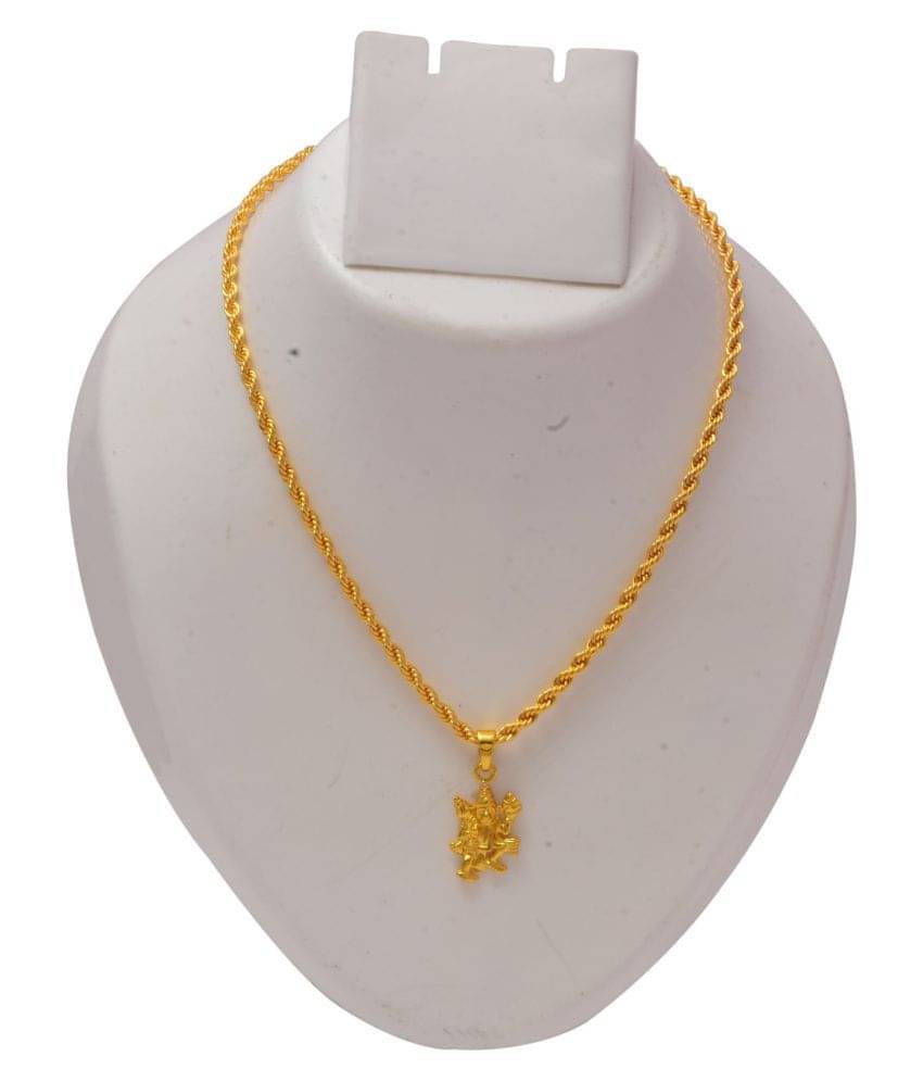     			Jewar Mandi Lord Hanuman Ji Gold Plated Locket/Pendant with Rope/Rassi Chain Daily use for Men, Women & Girls, Boys