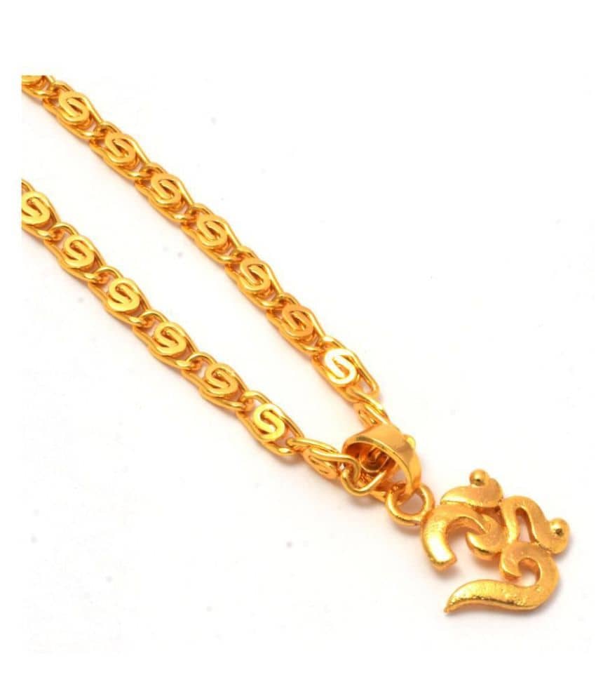 Jewar Mandi Lord Shiva Om Gold Plated Locket/Pendant with Link Chain Daily use for Men, Women & Girls, Boys - Jewellery Sets | Buy online on ZillyBuy