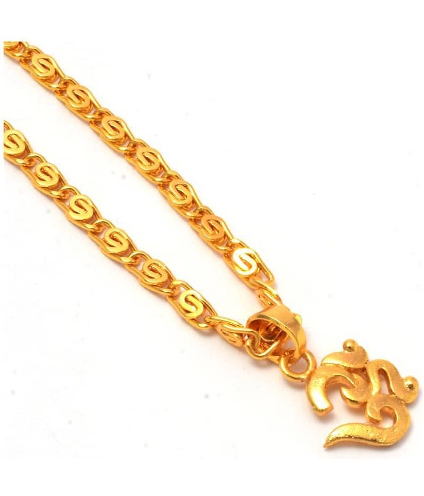 Jewar Mandi Lord Shiva Om Gold Plated Locket/Pendant with Link Chain Daily use for Men, Women & Girls, Boys - Jewellery Sets | Buy online on ZillyBuy