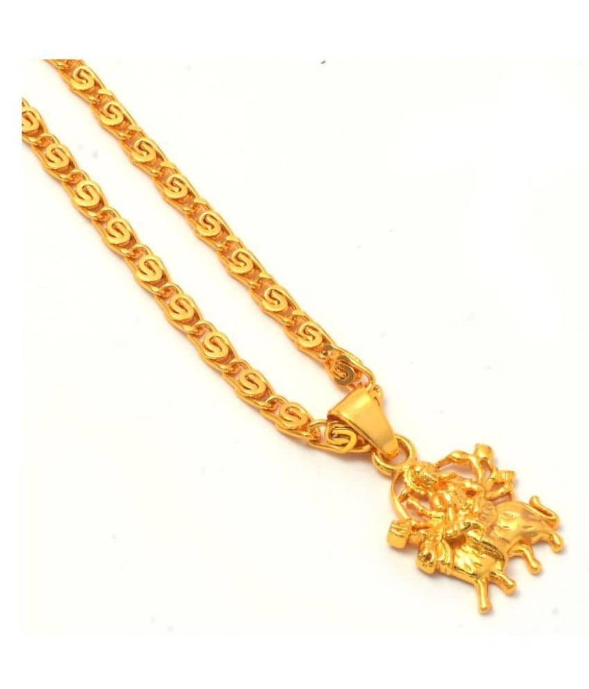 Jewar Mandi Maa Durga Shero Wali Mata Ji Gold Plated Locket/Pendant with Link Chain Daily use for Men, Women & Girls, Boys - Jewellery Sets | Buy online on ZillyBuy