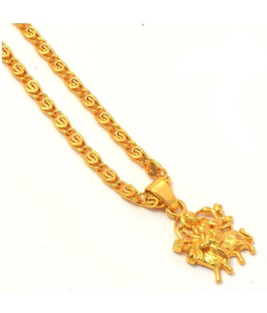 Jewar Mandi Maa Durga Shero Wali Mata Ji Gold Plated Locket/Pendant with Link Chain Daily use for Men, Women & Girls, Boys - Jewellery Sets | Buy online on ZillyBuy