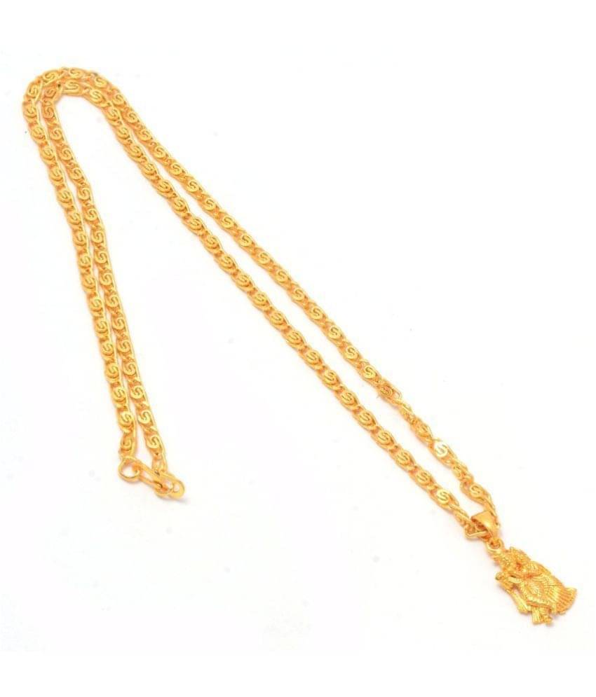     			Jewar Mandi Radha Krishna Ji Bansiwala Kanhaiya Gold Plated Locket/Pendant with Link Chain Daily use for Men, Women & Girls, Boys