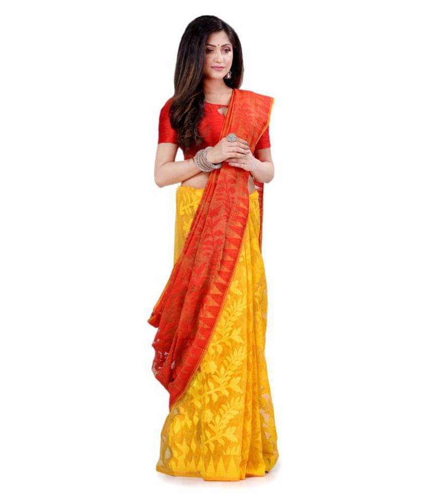 Desh Bidesh Bengal Handloom Saree Without Blouse Piece ( Red ) Desh Bidesh Bengal Handloom Saree Without Blouse Piece ( Red )