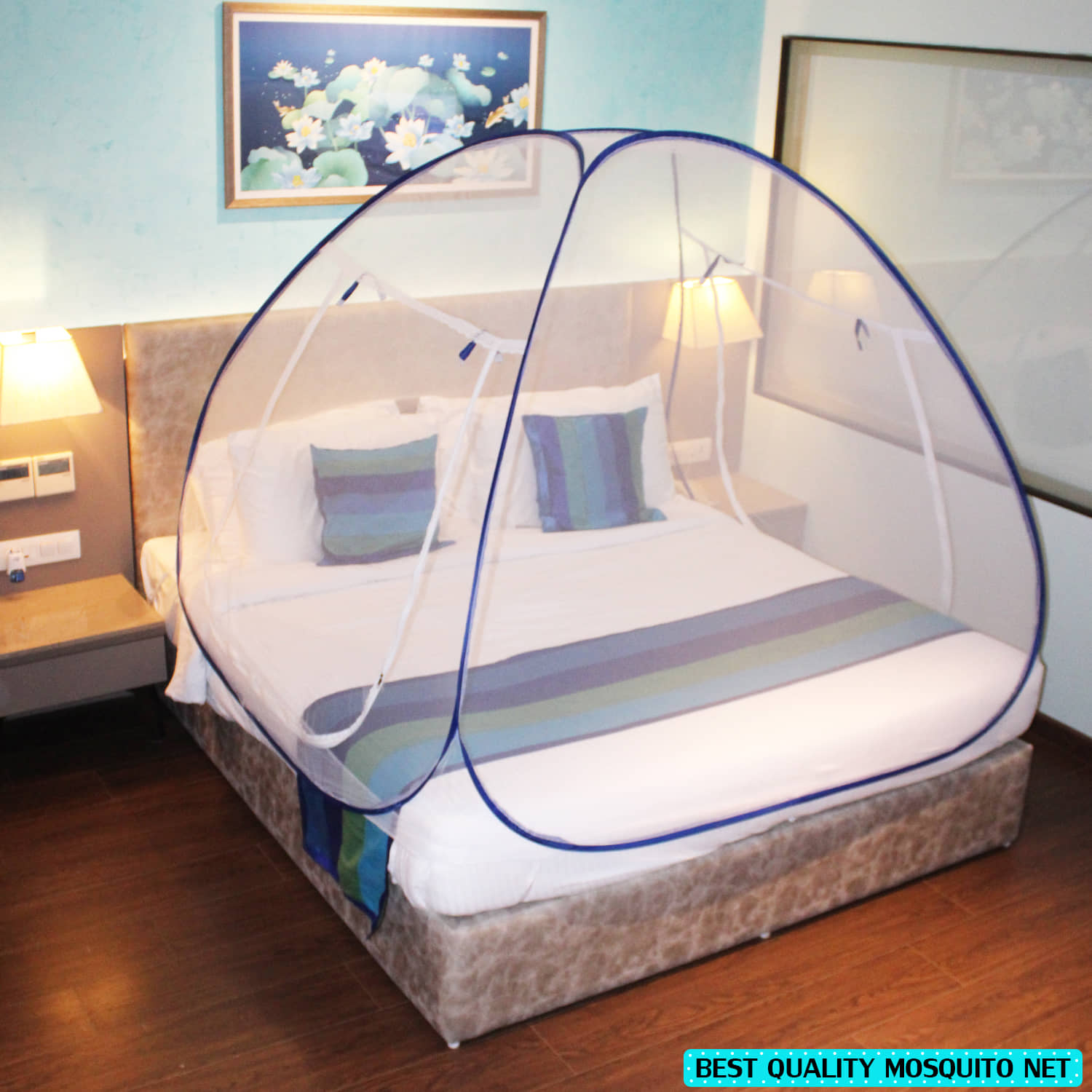 ShreejiHuf King Blue Plain Mosquito Net