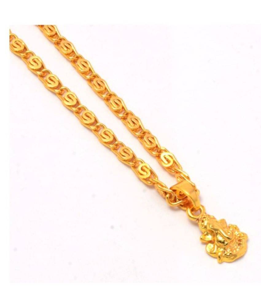 Jewar Mandi Lord Ganesh Ji Gold Plated Locket/Pendant with Link Chain Daily use for Men, Women & Girls, Boys Jewar Mandi Lord Ganesh Ji Gold Plated Locket/Pendant with Link Chain Daily use for Men, Women & Girls, Boys