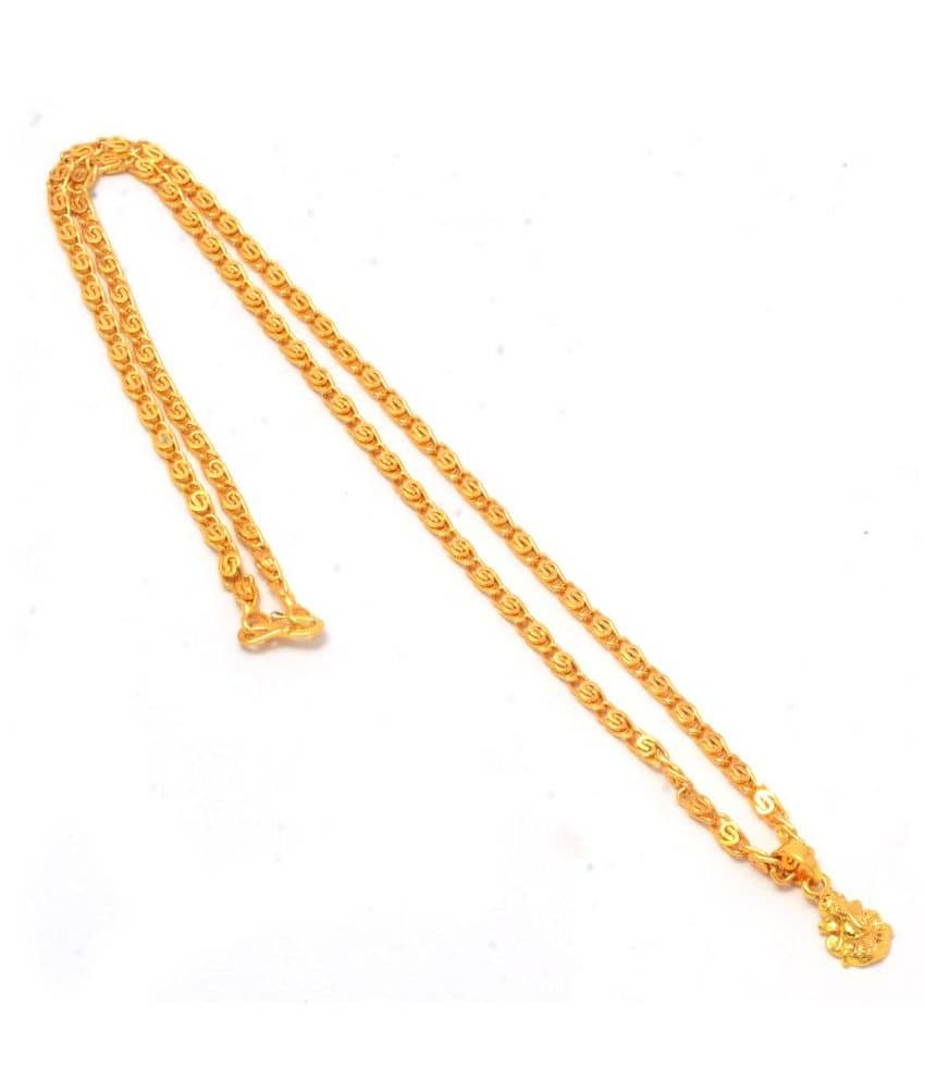 Jewar Mandi Lord Ganesh Ji Gold Plated Locket/Pendant with Link Chain Daily use for Men, Women & Girls, Boys
