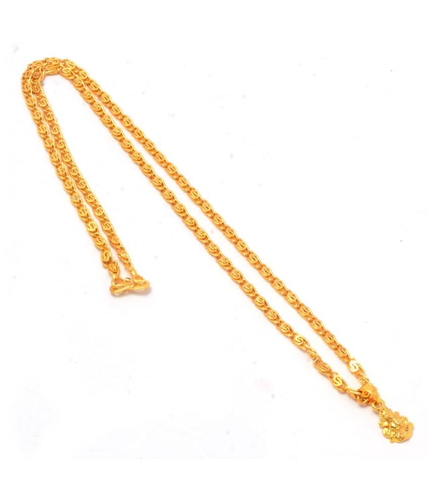 Jewar Mandi Lord Ganesh Ji Gold Plated Locket/Pendant with Link Chain Daily use for Men, Women & Girls, Boys