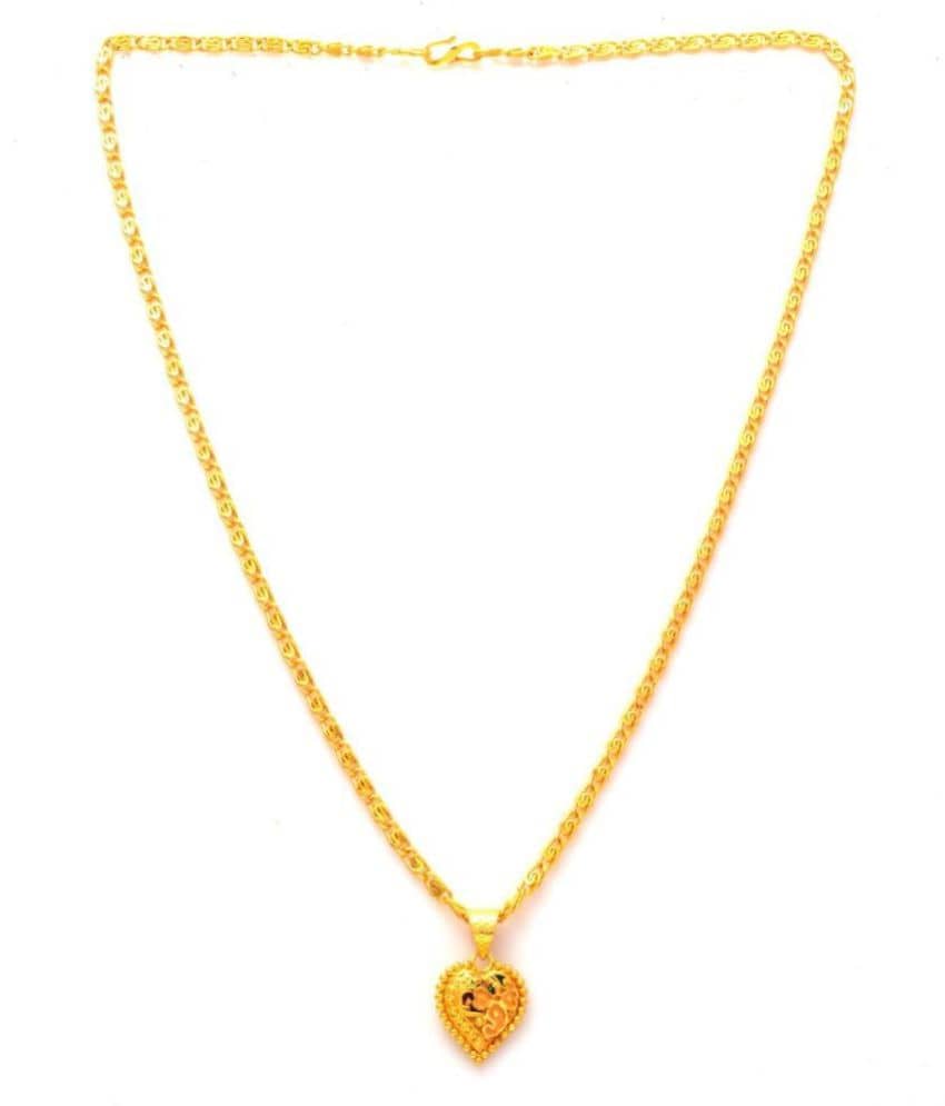 Jewar Mandi New Design Gold Plated Locket/Pendant with Link Chain Daily use for Men, Women & Girls, Boys