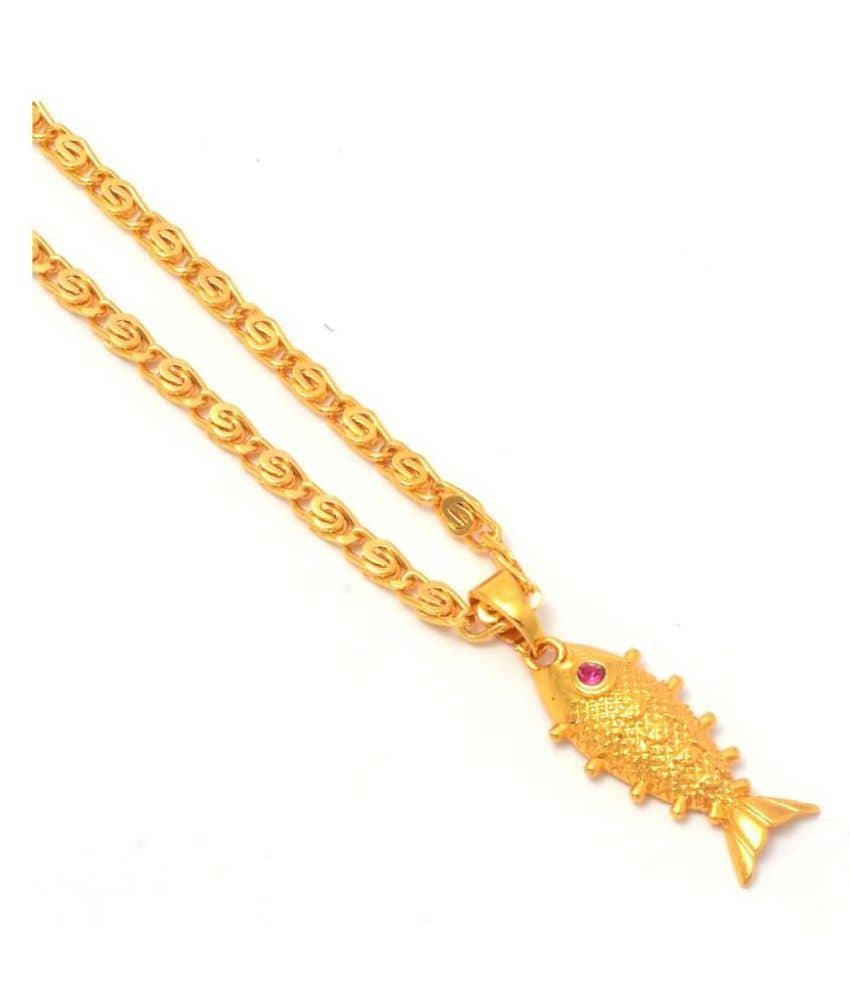 Jewar Mandi New Design Gold Plated Locket/Pendant with Link Chain Daily use for Men, Women & Girls, Boys