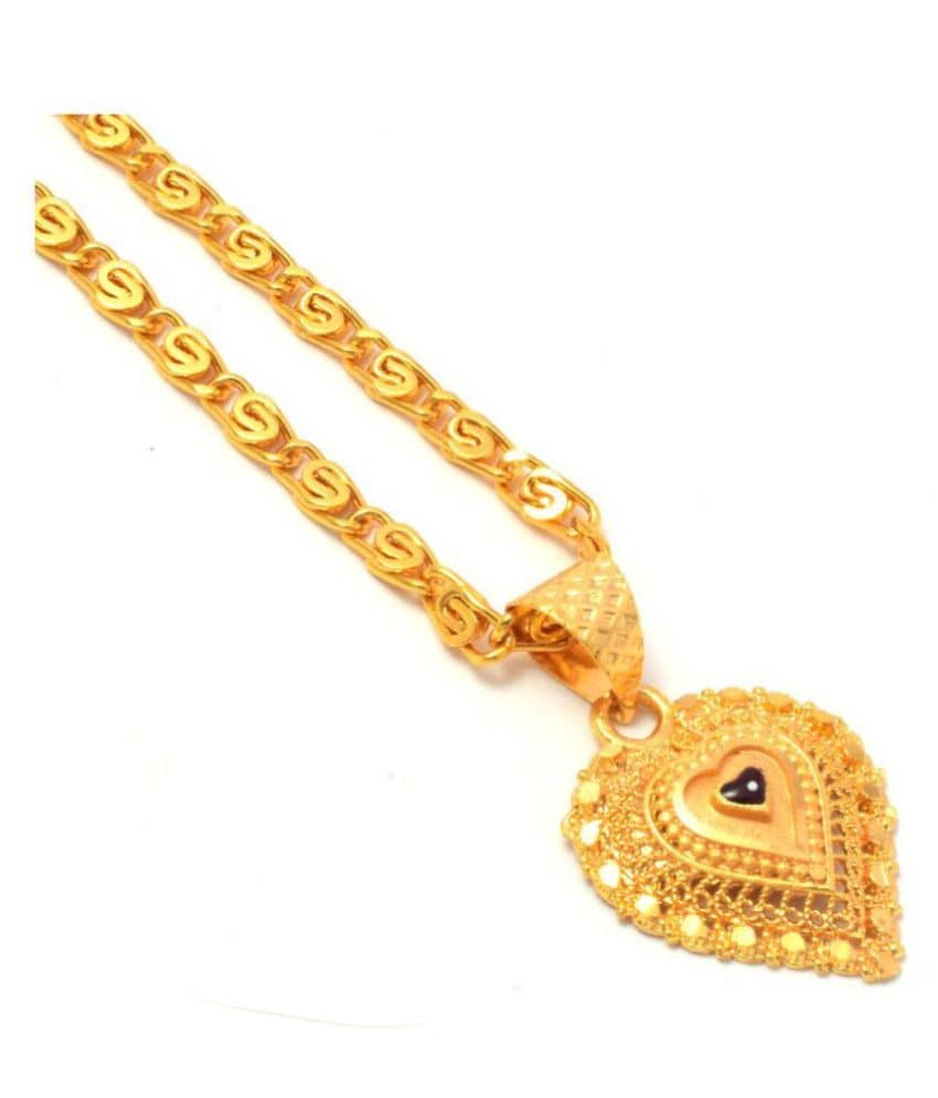 Jewar Mandi New Design Gold Plated Locket/Pendant with Link Chain Daily use for Men, Women & Girls, Boys