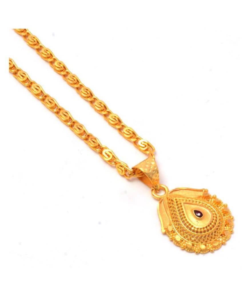 Jewar Mandi New Design Gold Plated Locket/Pendant with Link Chain Daily use for Men, Women & Girls, Boys