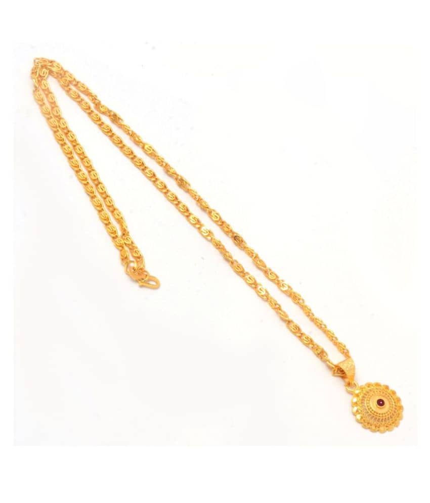 Jewar Mandi New Design Gold Plated Locket/Pendant with Link Chain Daily use for Men, Women & Girls, Boys