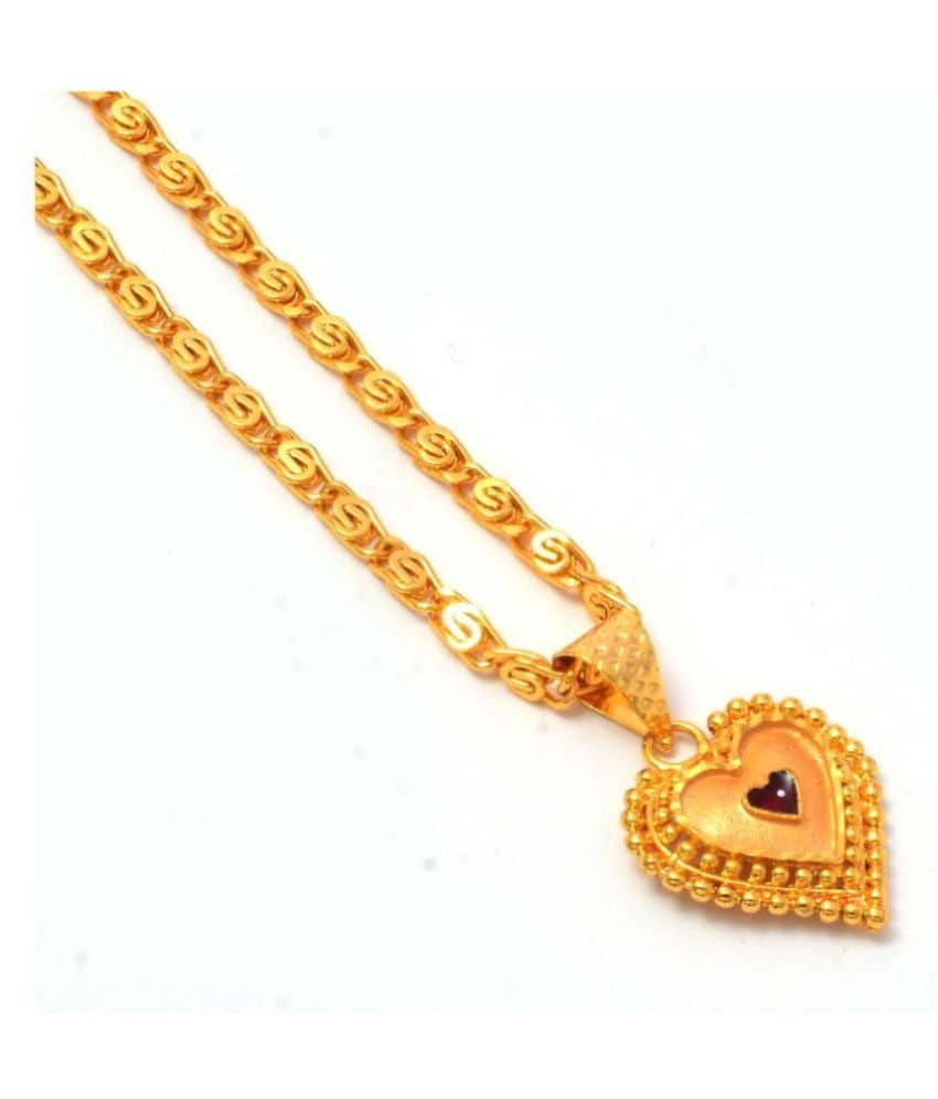 Jewar Mandi New Design Gold Plated Locket/Pendant with Link Chain Daily use for Men, Women & Girls, Boys