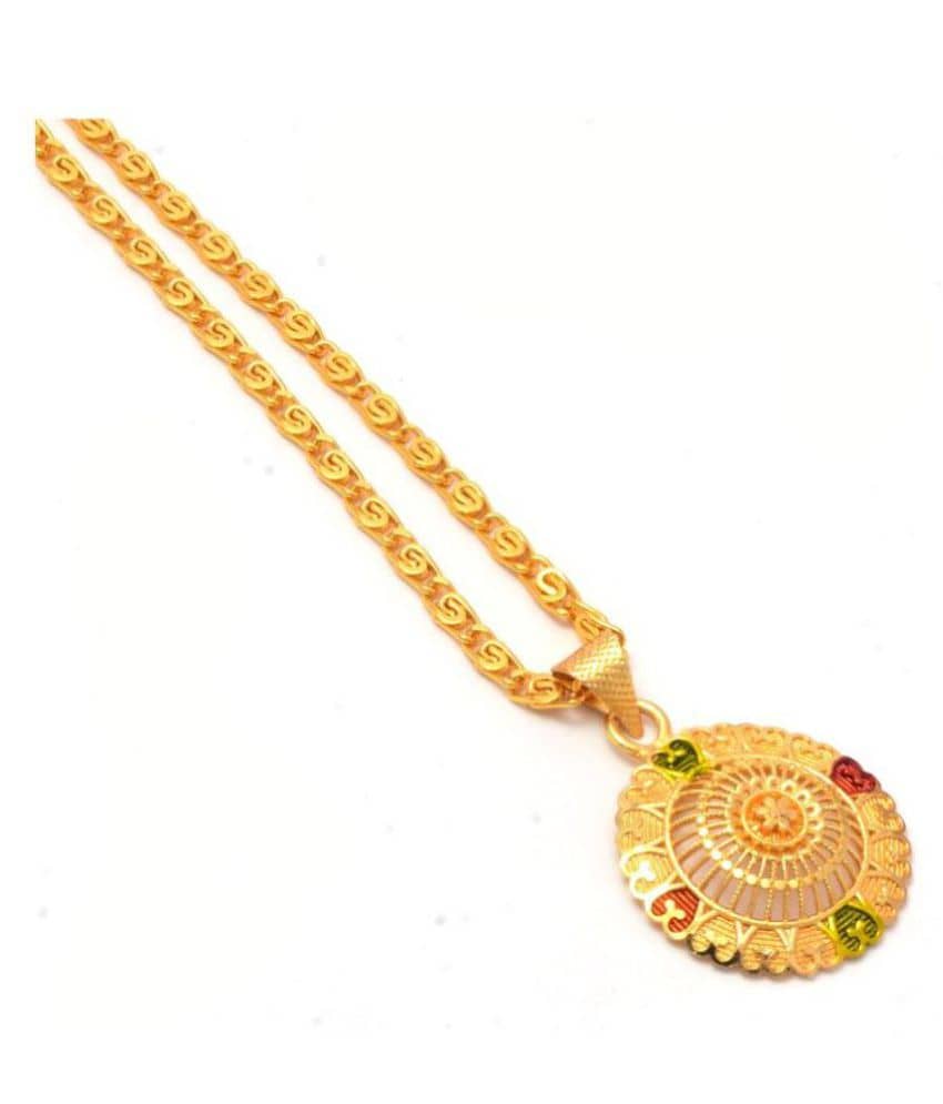Jewar Mandi New Design Gold Plated Locket/Pendant with Link Chain Daily use for Men, Women & Girls, Boys