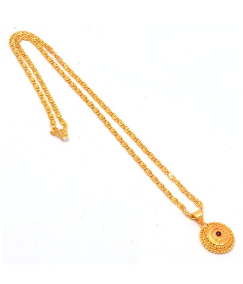 Jewar Mandi New Design Gold Plated Locket/Pendant with Link Chain Daily use for Men, Women & Girls, Boys