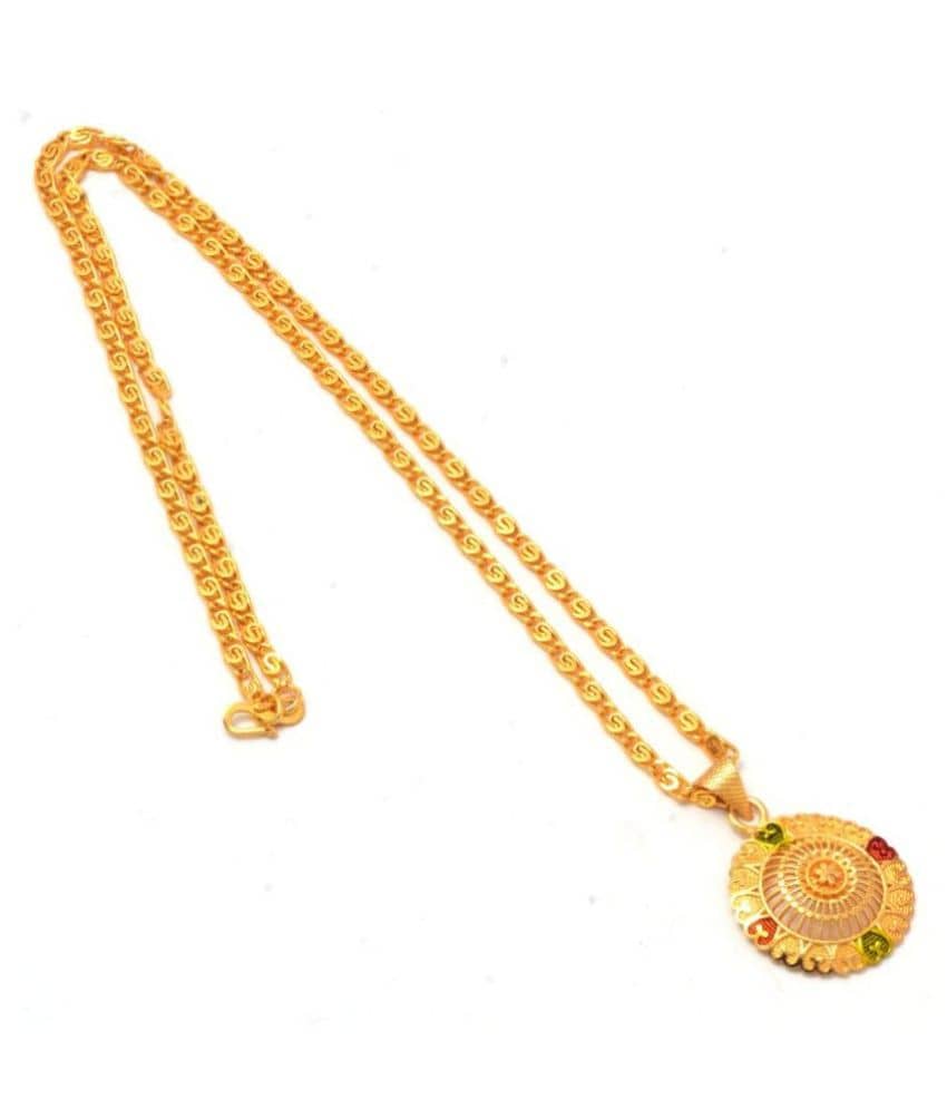 Jewar Mandi New Design Gold Plated Locket/Pendant with Link Chain Daily use for Men, Women & Girls, Boys